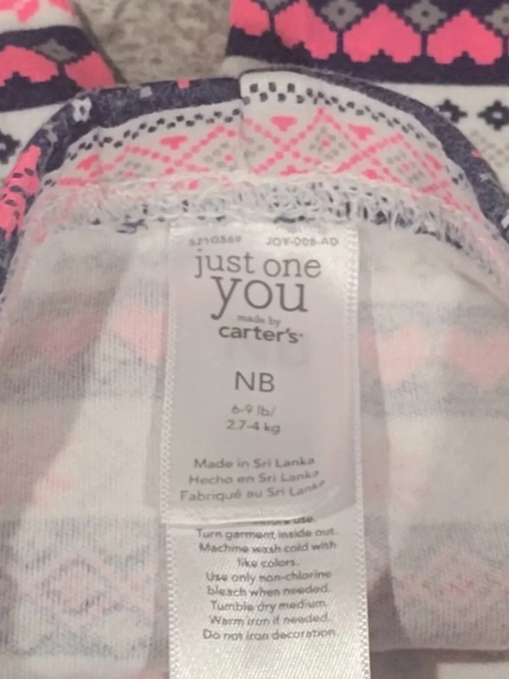 Carter's Just One You NB 2 Pc Bear Hoodie Leggings Set Pink Fair Isle Baby Girl